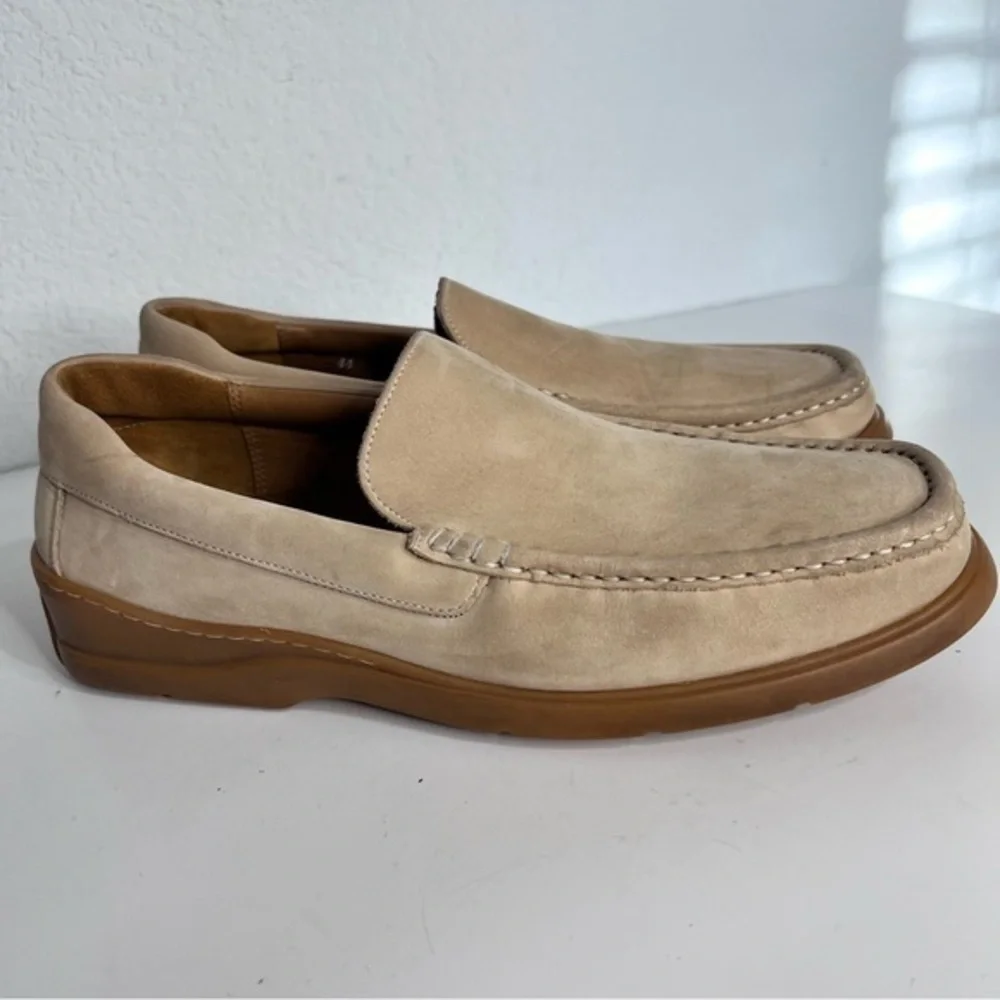 Florsheim Comfortech Beige Tan Suede Leather Slip On Loafers Size 10